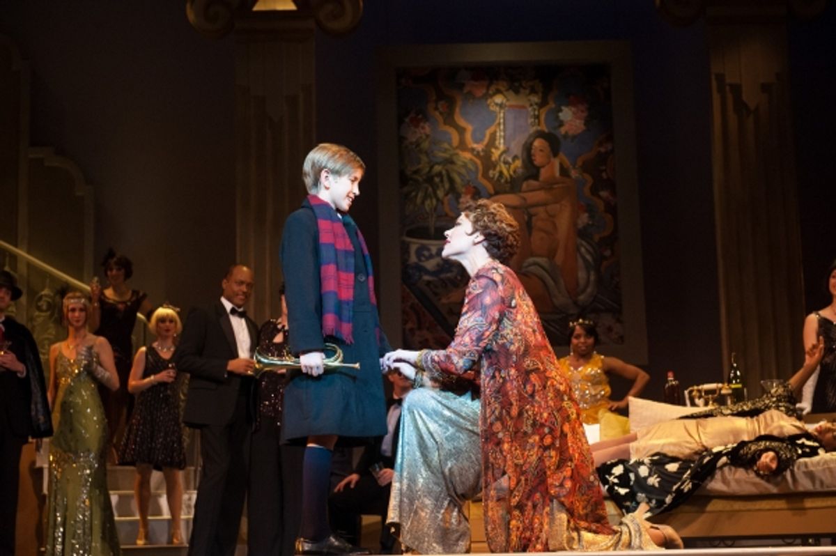 Emily Skinner as Mame and Brandon McKinney as Patrick at 