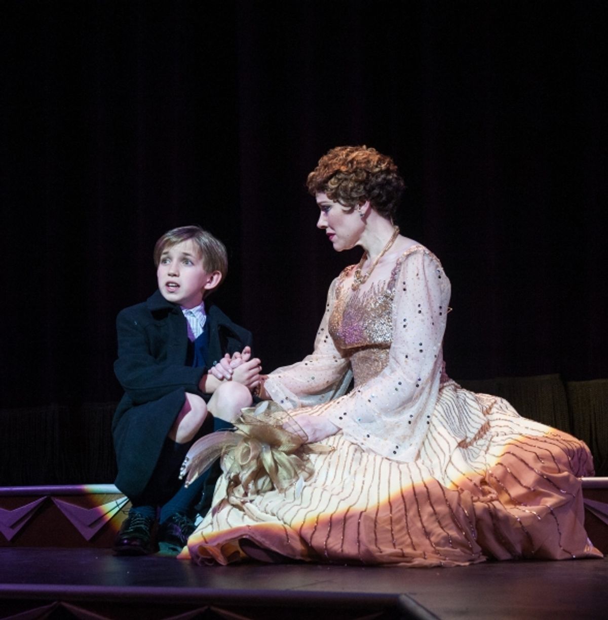 Emily Skinner as Mame and Brandon McKinney as Patrick at 