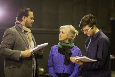 Assistant directors Nic Greenshields and Geoffrey Williams with Caroline Harker (cent Photo