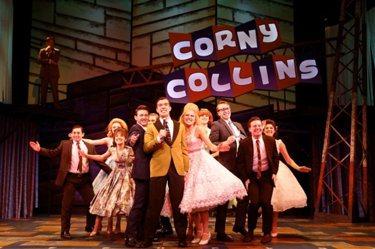 Kyle Anderson (center, as Corny Collins) and the Council Kids at 