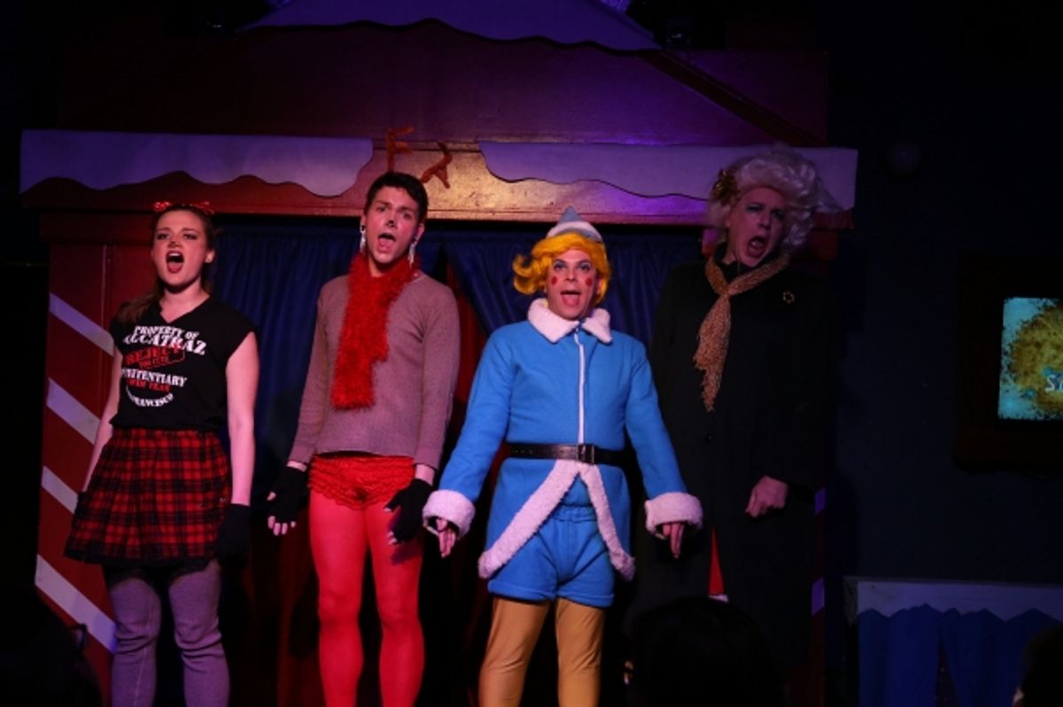 Clarice (Lizzie Scwarzrock), Rudolph (Grant Drager), Herbie (Chad), and Mrs. Claus (Ed Jones) sing Christmas Makes Me Bitter at 