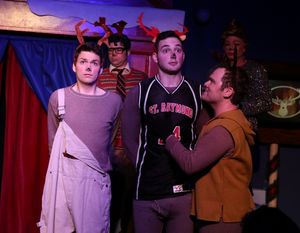 Coach Comet (Bobby Arnold) inspects the new fawns (Michael John Lean and Grant Drager) @ BroadwayWorld Coach Comet (Bobby Arnold) inspects the new fawns (Michael John Lean and Grant Drager Photo