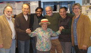 Mark St. Germain, Jim Walton, Rohan Kymal, Wally Dunn, Donald Corren, John Markus -- center Dr. Ruth Westheimer @ BroadwayWorld Mark St. Germain, Jim Walton, Rohan Kymal, Wally Dunn, Donald Corren, John Markus -- Photo