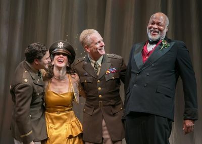 Claudio (Charles Pasternak), Hero (Susan Maris), Don Pedro (John Hickok), and Leonato Photo