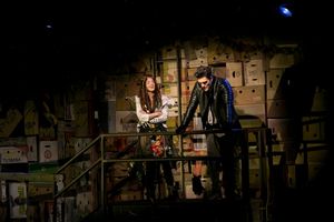 Romi (Olivia Thirlby) brings Demian (Peter Porte) to her squat.   Photo