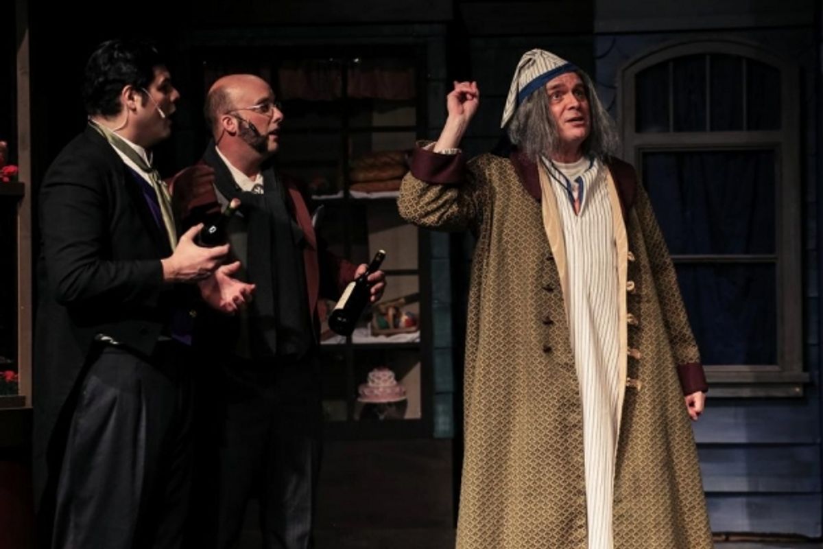 Matthew Flores (Hugo Harty), Alex Koerger (Jocelyn Jollygoode), Jeff Kingsbury (Scrooge) at 