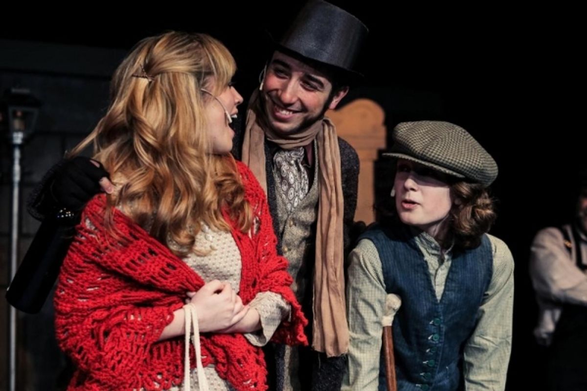 Audrey Montague (Kathy), Derek Hall (Bob Cratchit), Harrison Devlin (Tiny Tim) at 