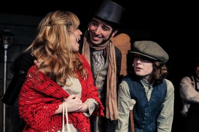 Audrey Montague (Kathy), Derek Hall (Bob Cratchit), Harrison Devlin (Tiny Tim) Photo