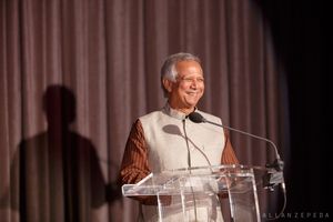 Nobel Laureate Professor Muhammad Yunus was all smiles introducing his friend, and fe Photo