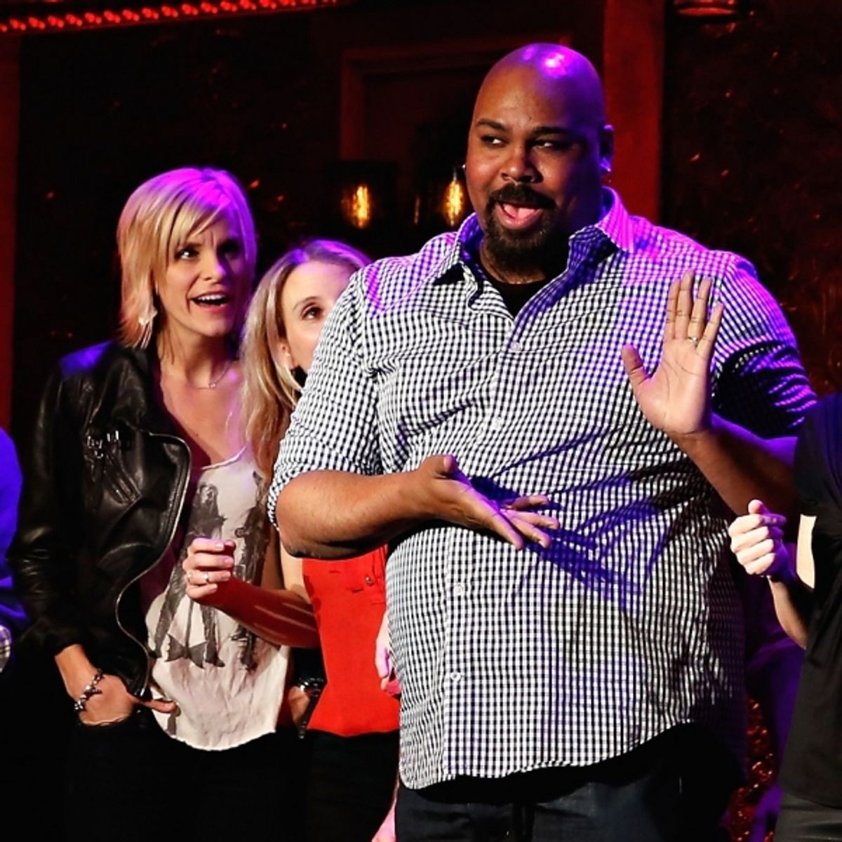  David Rossmer, Steve Rosen, Jenn Colella, Sarah Saltzberg, James Monroe Iglehart, Kate Wetherhead and Alex Brightman at 