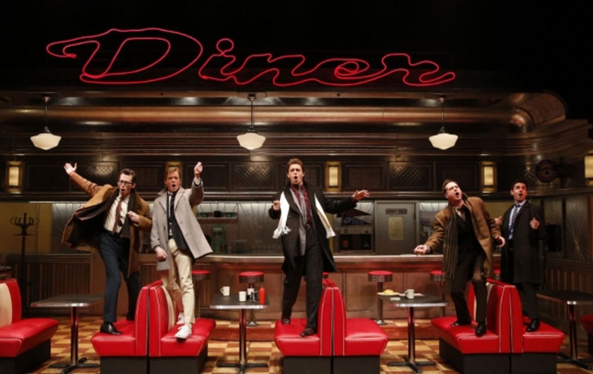  Josh Grisetti (Shrevie), Matthew James Thomas (Fenwick), Derek Klena (Boogie), Bryan Fenkart (Modell), and Adam Kantor (Eddie)  at 