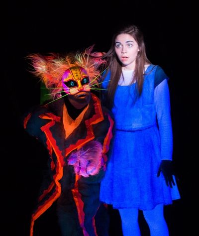 Andrew Betz (as The Cheshire Cat), Emiley Kiser (as Alice) Photo