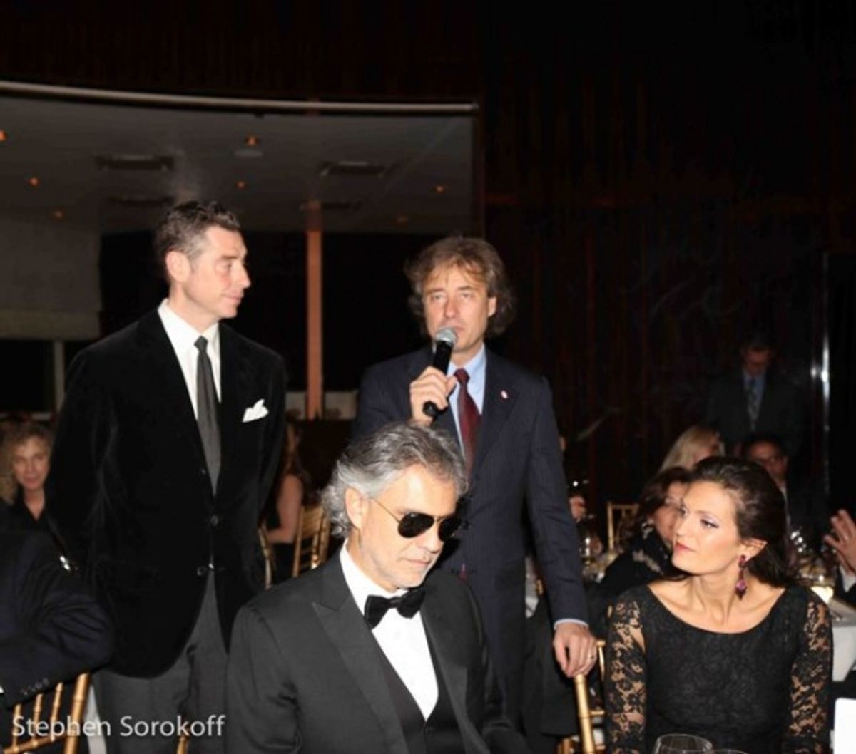 Mauro Maccioni, Marco Maccioni, Andrea Bocelli, Victoria Berti at 