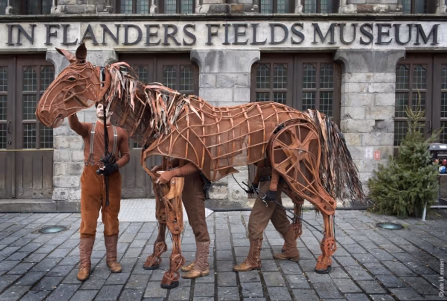 Photo Flash: WAR HORSE Author Michael Morpurgo & 'Joey' Visit Ypres Image