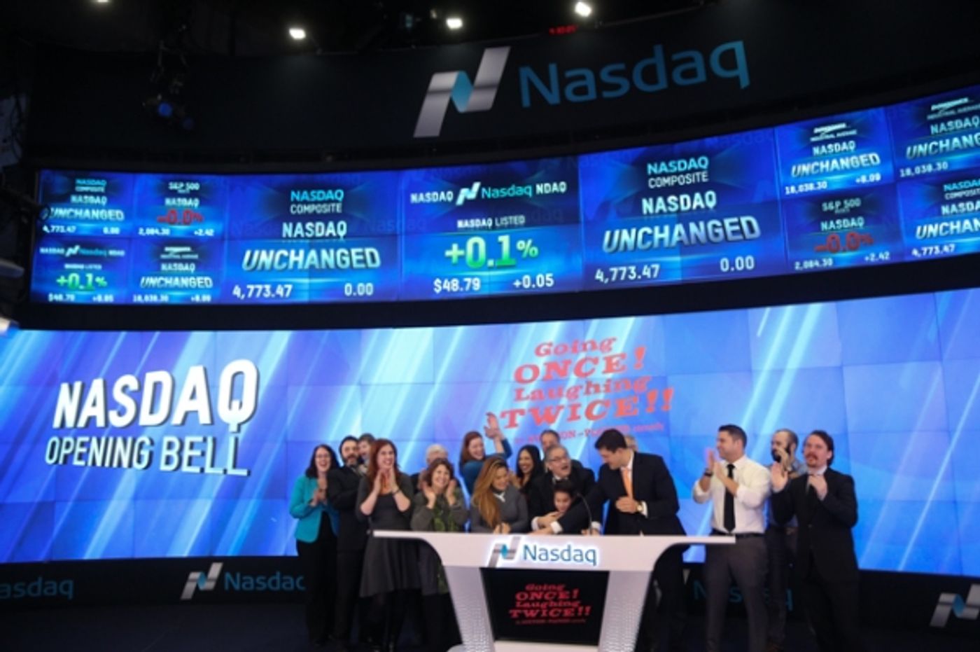Photo Flash: Cast of GOING ONCE! LAUGHING TWICE!! Rings NASDAQ Opening Bell  Image
