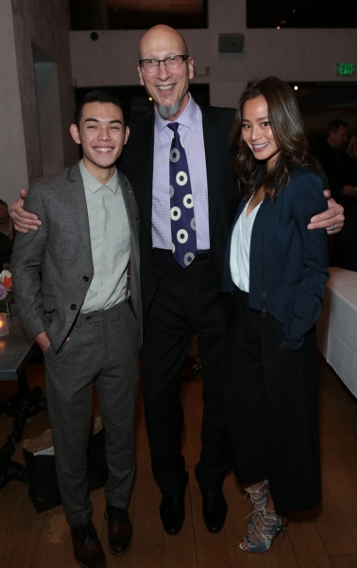 Ryan Potter, Roy Conli and Jamie Chung arrive as Disney celebrates their 2015 Golden Globes nominees from Into the Woods, Big Hero 6, and The Hundred-Foot Journey in Los Angeles, California on Saturday, January 10, 2015. (Photo: Alex J. Berliner/ABImages) at 