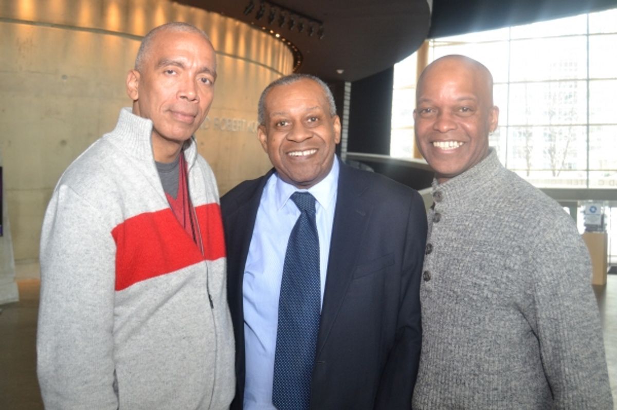 Director Timothy Douglas, lighting designer Allen Lee Hughes and cast member Michael Anthony Williams at 