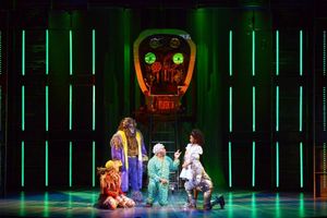 The four friends (from left: David LaMarr, Trevor Dion Nicholas, Destinee Rea and Tyrick Wiltez Jones) surround the Wiz (Kingsley Leggs, center) @ BroadwayWorld The four friends (from left: David LaMarr, Trevor Dion Nicholas, Destinee Rea and Tyr Photo