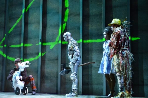 A mouse (puppet operated by Austin Carroll) addresses the Tinman (Tyrick Wiltez Jones Photo
