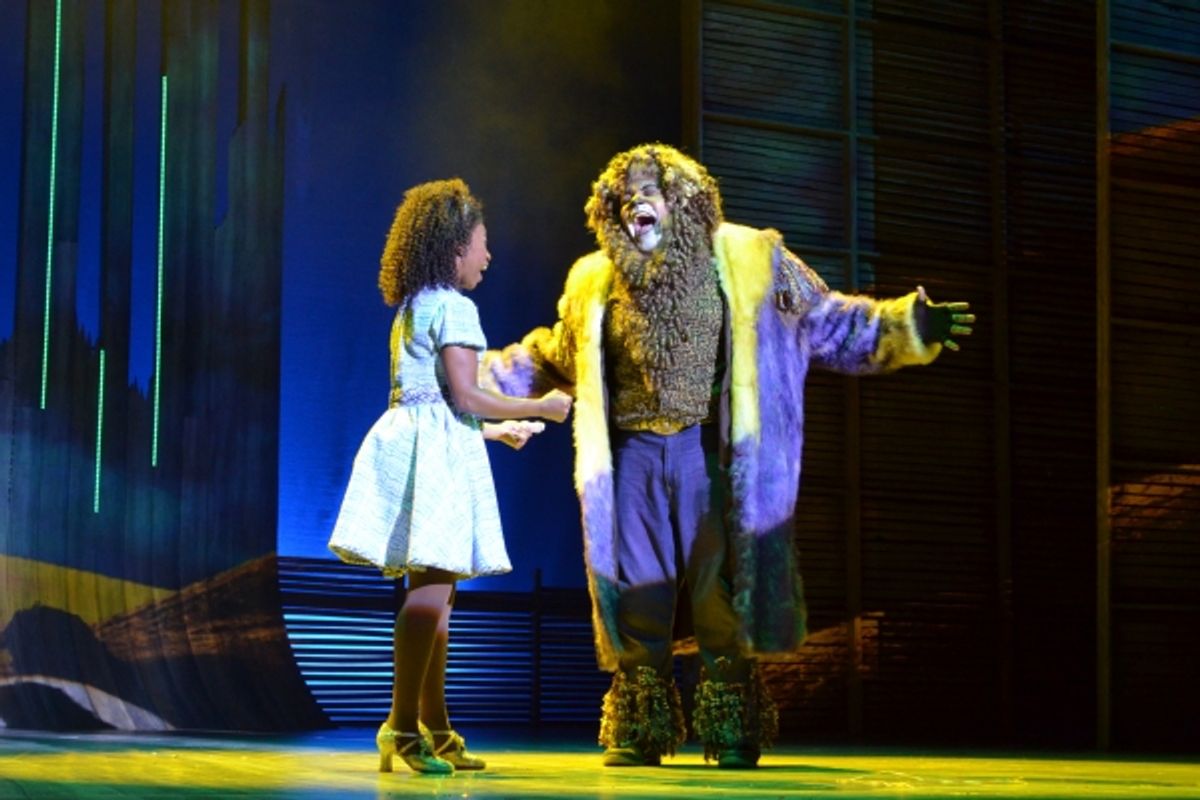 Destinee Rea, as Dorothy, and Trevor Dion Nicholas, as the Lion at 