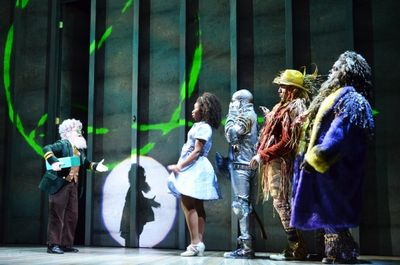 The four friends, right, encounter the gatekeeper on the way into Oz. Pictured: Alexa Photo