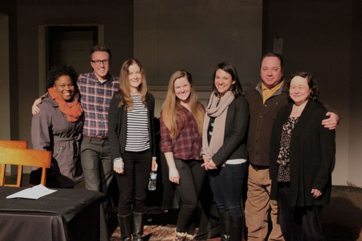 Hallie Foote and some of the cast members of Raven Theatre's Dividing the Estate. Pictured (left to right): BrittneyLove Smith, Cody Estle, Hallie Foote, Angela Sandall, Kathryn Acosta, Jon Steinhagen and JoAnn Montemurro. at 