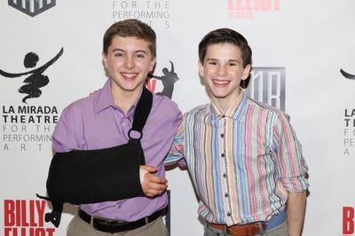 Noah Parets (cast for Billy before breaking his arm in rehearsals) and cast member Mi Photo