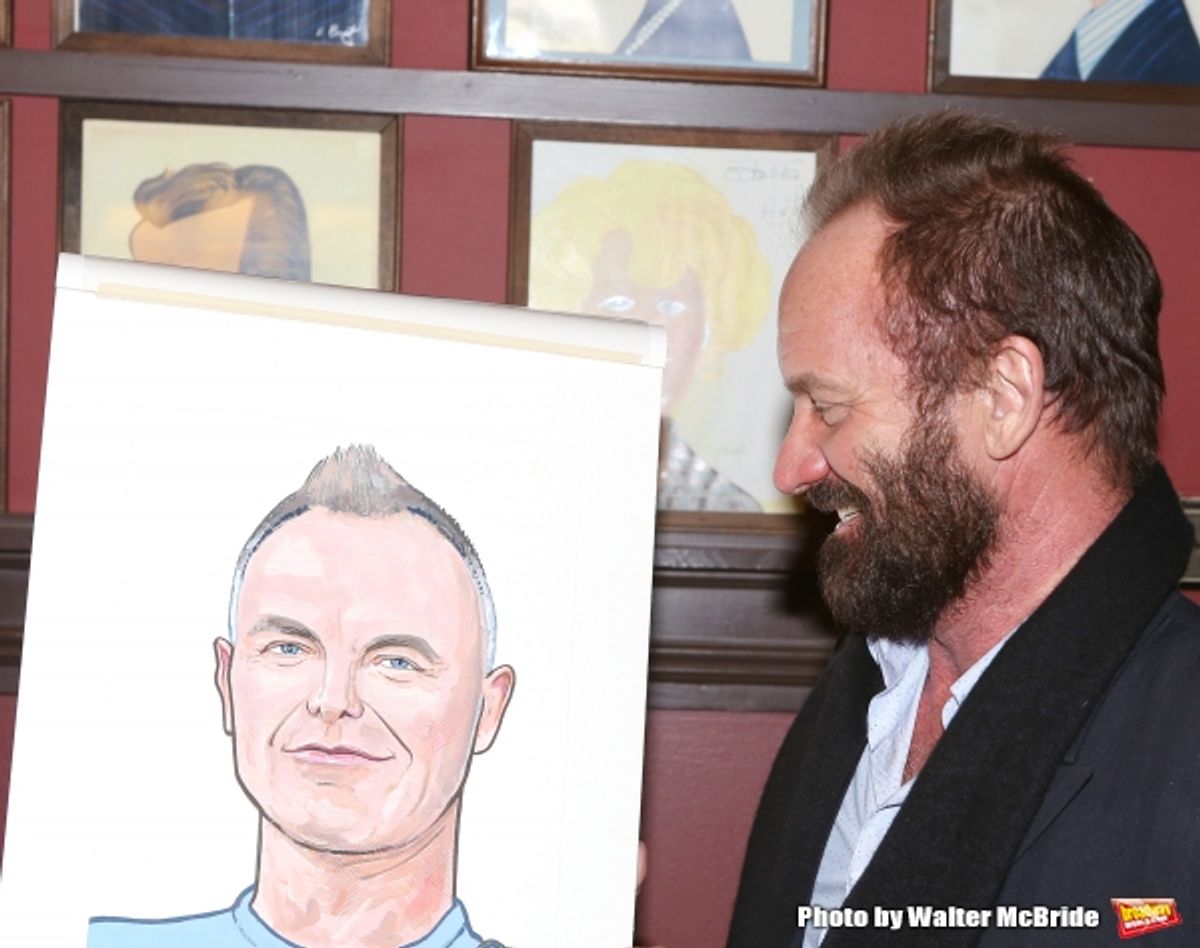 Sting attends his caricature unveiling at Sardi's on January 20, 2015 in New York City. at 