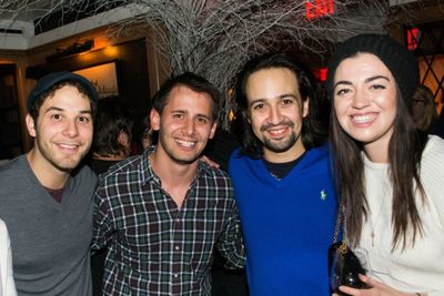 Skylar Astin, Benj Pasek, Lin-Manuel Miranda and Barrett Weed Photo