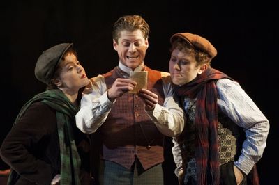Jane Pfitsch, Gregory Wooddell as Sherlock Holmes and Stanley Bahorek Photo