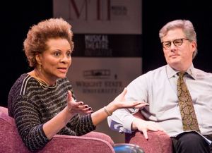 Joe Deer, director of the Musical Theatre Initiative, right, led a Q&A with Leslie Ug Photo