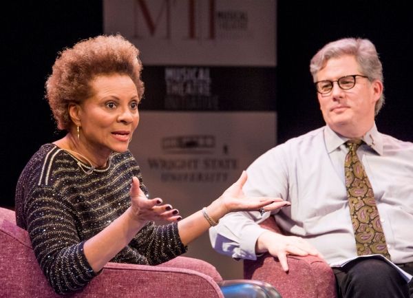 Joe Deer, director of the Musical Theatre Initiative, right, led a Q&A with Leslie Ug Photo