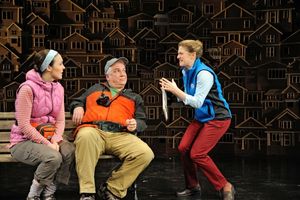 Rachel Warren and Fred Sullivan, Jr. as Tourists and Rebecca Gibel as Tour Guide Photo