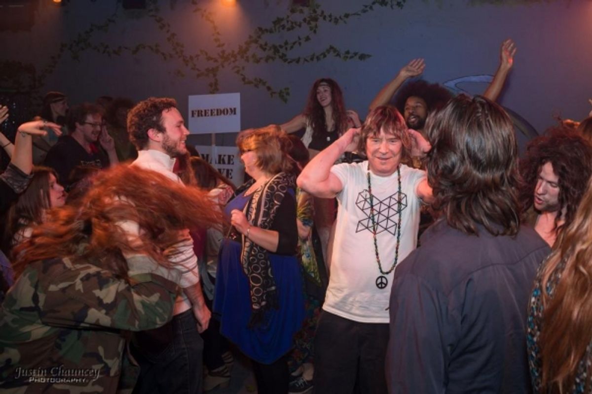 Jim Rado joins the cast of HAIR and the audience for the dance party at 