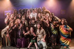 Jim Rado with the cast of HAIR Photo