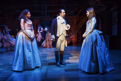 Renee Elise Goldsberry, Lin-Manuel Miranda, Phillipa Soo, and company members Photo