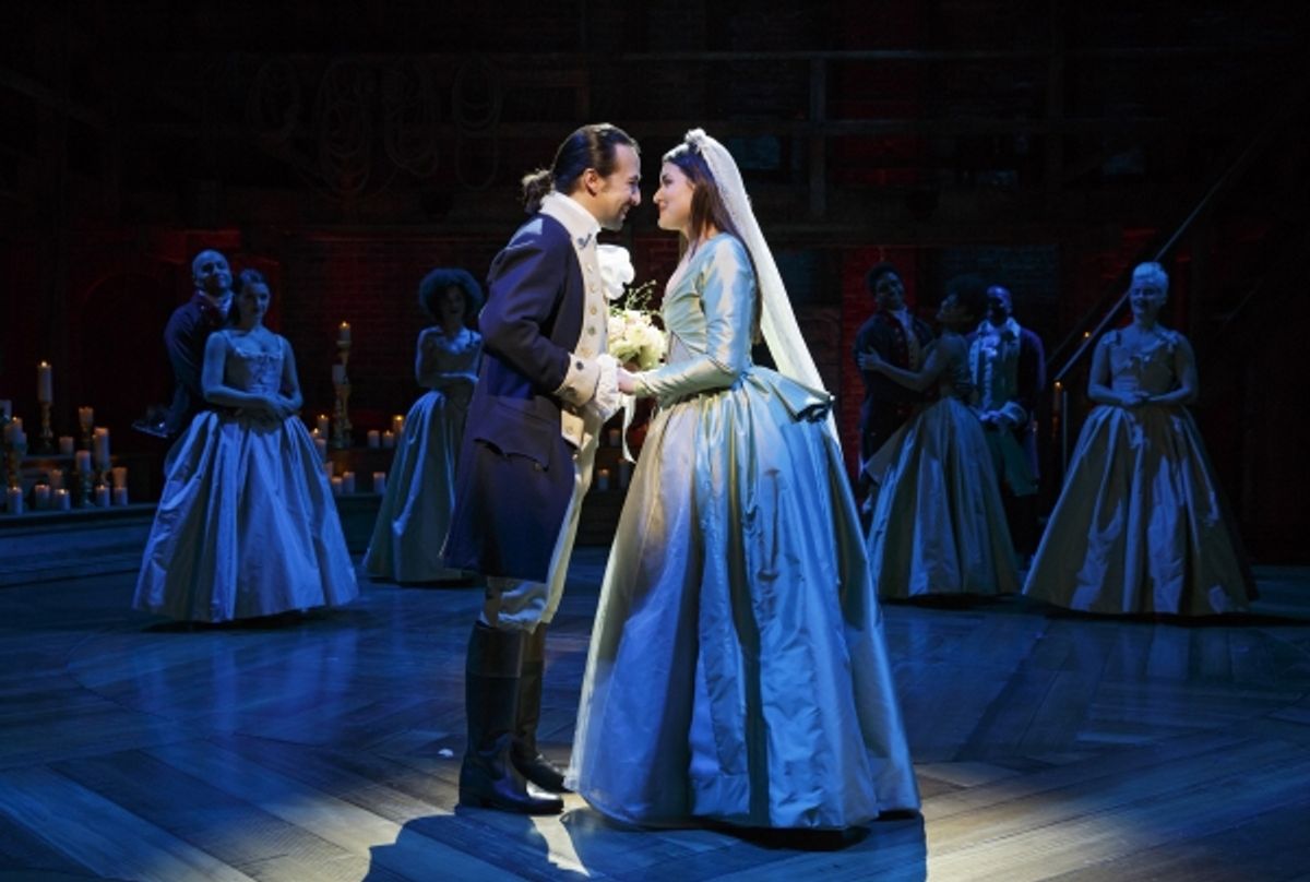 Lin-Manuel Miranda, Phillipa Soo, and company members at 
