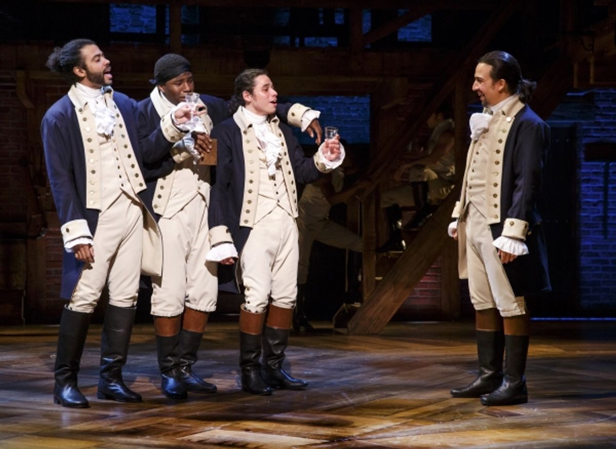 Daveed Diggs, Okieriete Onaodowan, Anthony Ramos, and Lin-Manuel Miranda at 