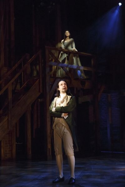 Lin-Manuel Miranda (foreground) and Phillipa Soo Photo