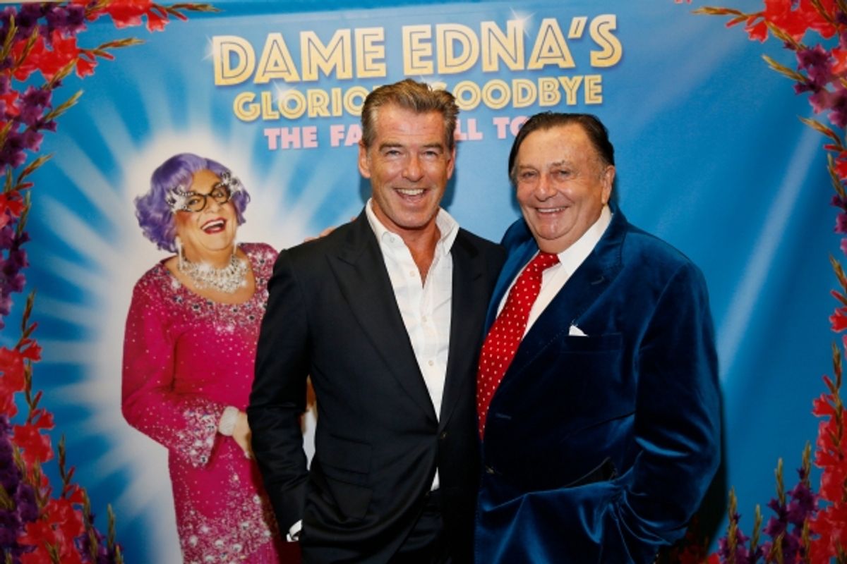 Actor Pierce Brosnan and Dame Edna creator and performer Barry Humphries at 