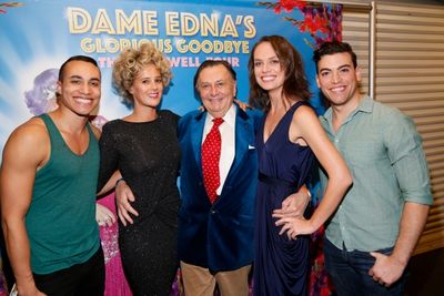 Cast members Armando Yearwood, Jr., Eve Prideaux, Barry Humphries, Brooke Pascoe and  Photo