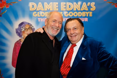 Photographer Greg Gorman and Dame Edna creator and performer Barry Humphries  Photo