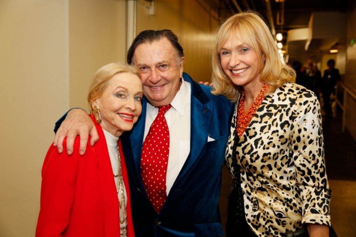 Actress Anne Jeffreys, Dame Edna creator and performer Barry Humphries and wife Lizzie Spender at 