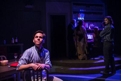 Stephen Drabicki, Joshua Weinstein and the cast of TRIBES at Artists Rep Photo