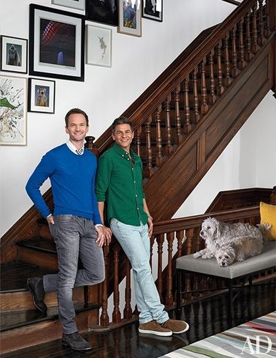 Neil Patrick Harris and David Burtka with their dogs, Watson and Fred, in their New Y Photo
