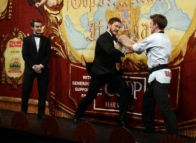 Chris Pratt performs in skits with Joshua Friedman and Sam Clark Photo