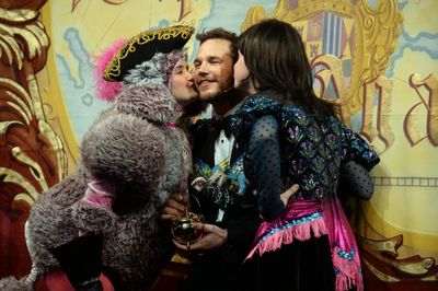 Chris Pratt performs in skits with members of the Hasty Pudding Theatricals club Photo