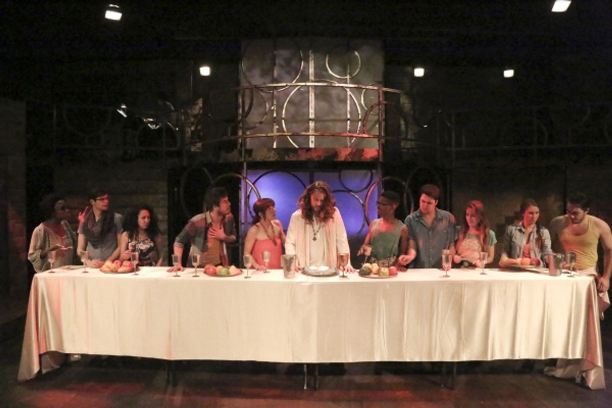 The cast of Jesus Christ Superstar (L to R: Dekontee Tucrkile, Kevin Corsini, Sandra Diana Cantu, Blair Grotbeck, Renee Cohen, Nate Parker, Anthony D. Willis, Alex Allen, Allison Jakubowski, Lauren Tyni, Wesley Moran) at 