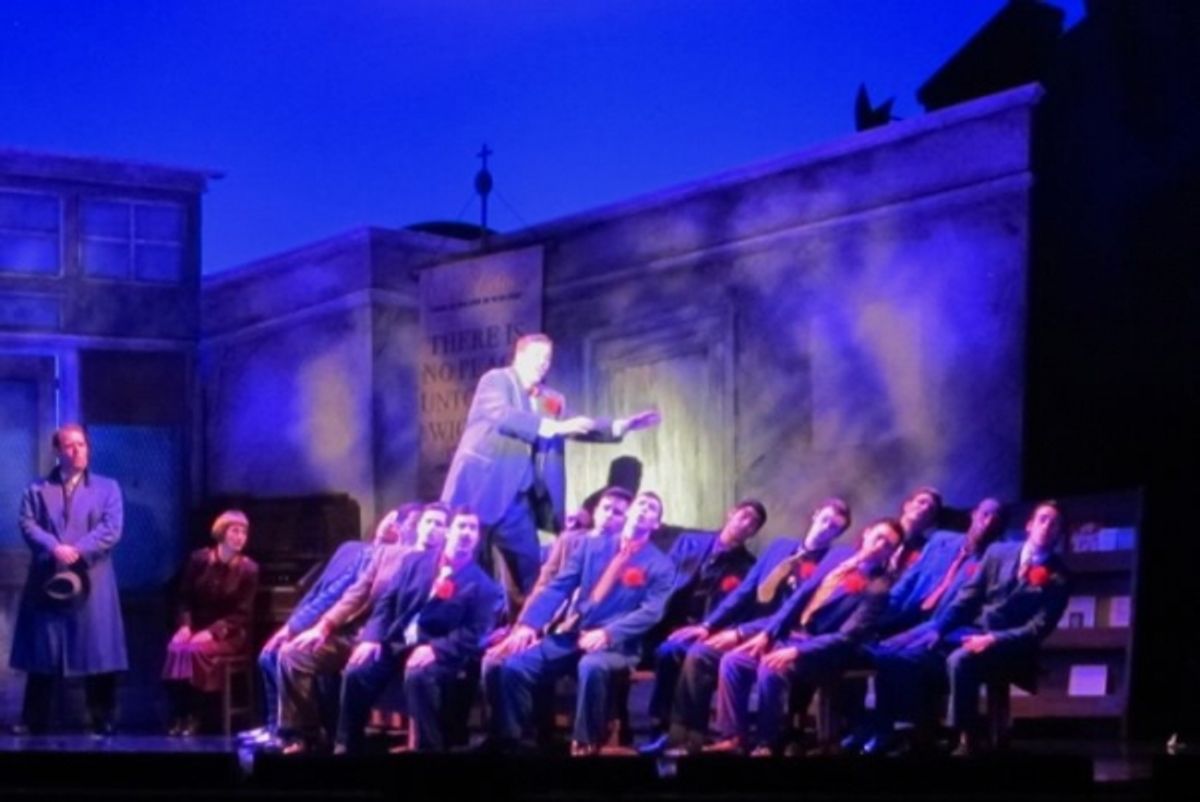 Todd Berkich and the cast in 'Sit Down, You're Rocking The Boat' at 