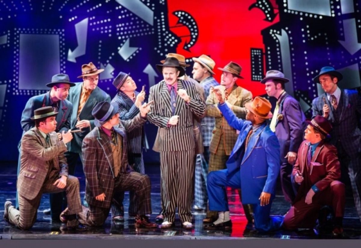 Chris Swan (Nathan) and the male ensemble of GUYS & DOLLS at 